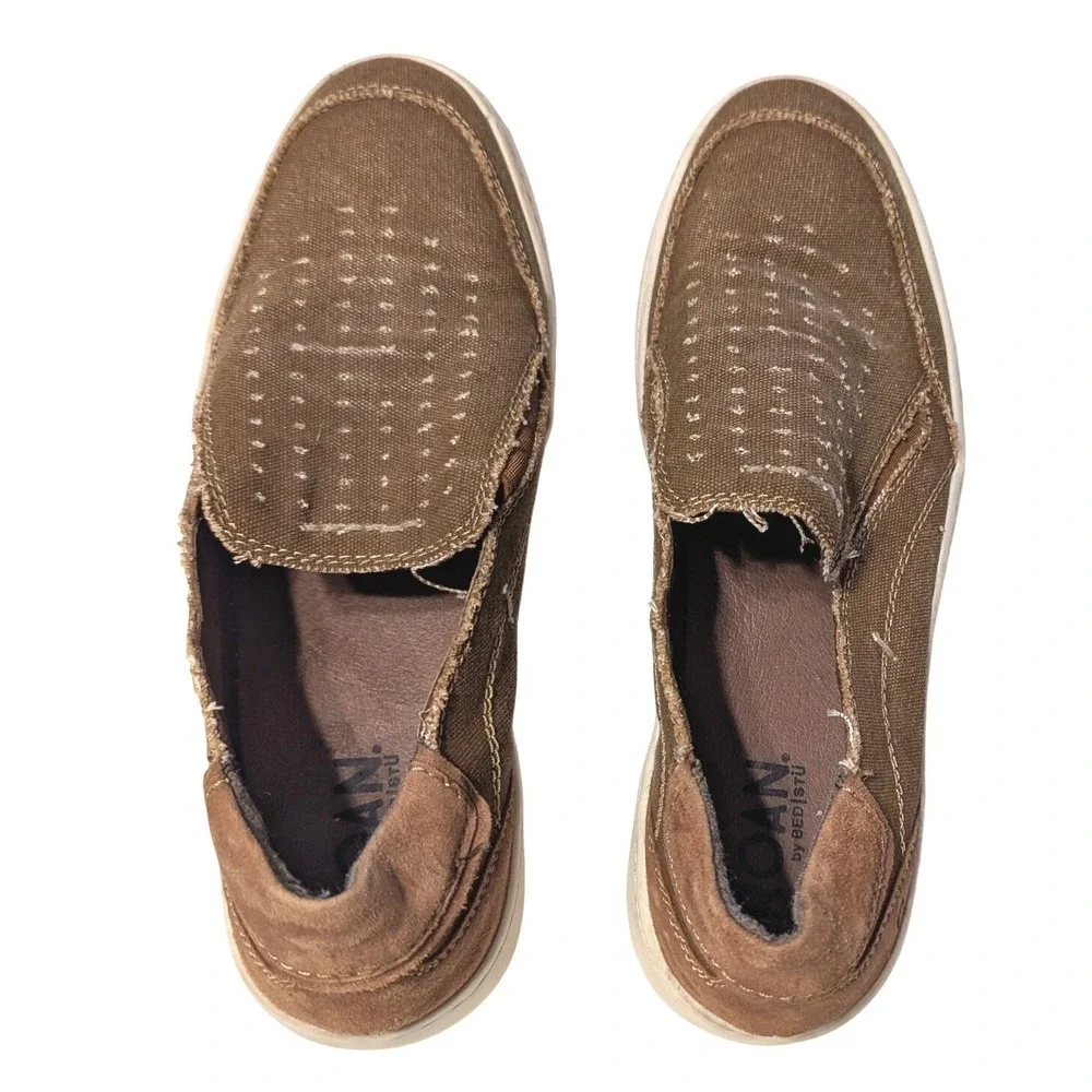Roan by Bed Stu Kayson Mens Brown Textile Leather Slip On Sneakers Size 11
